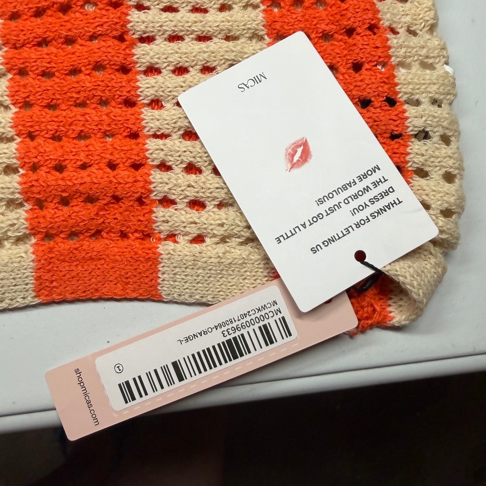 Orange Cream‎ Striped Crochet Knit Cardigan & Shorts Set Beach Resort L Festival - Picture 10 of 13